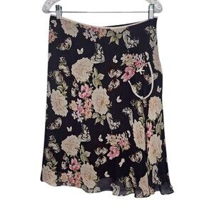 New Season Lapis 100% Silk Skirt Fairy Butterflies Whimsy Medium Flowy Delicate